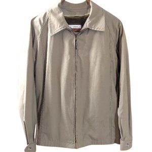 Men's Vintage London Fog Khaki Jacket with Removable Faux Fur Lining, Full Zip